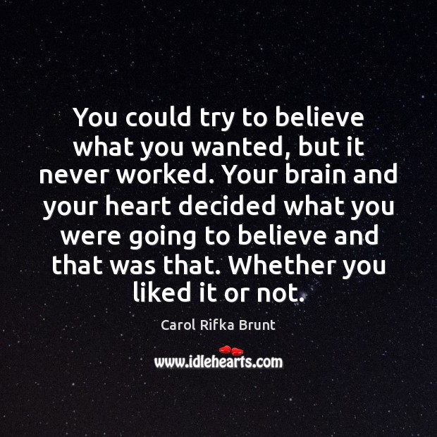 You could try to believe what you wanted, but it never worked. Carol Rifka Brunt Picture Quote