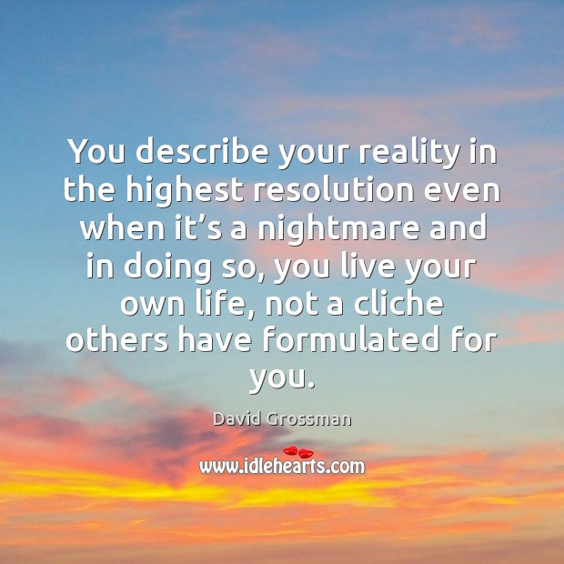 You describe your reality in the highest resolution even when it’s David Grossman Picture Quote