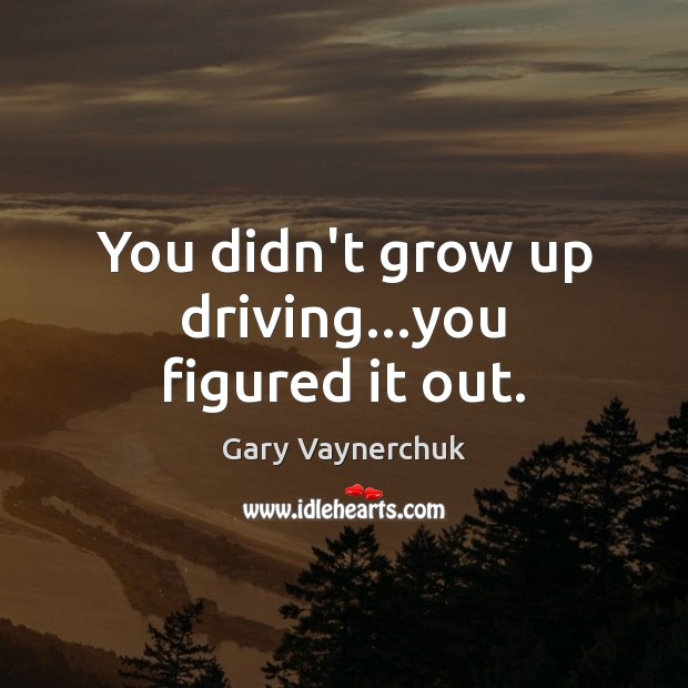 You didn’t grow up driving…you figured it out. Gary Vaynerchuk Picture Quote