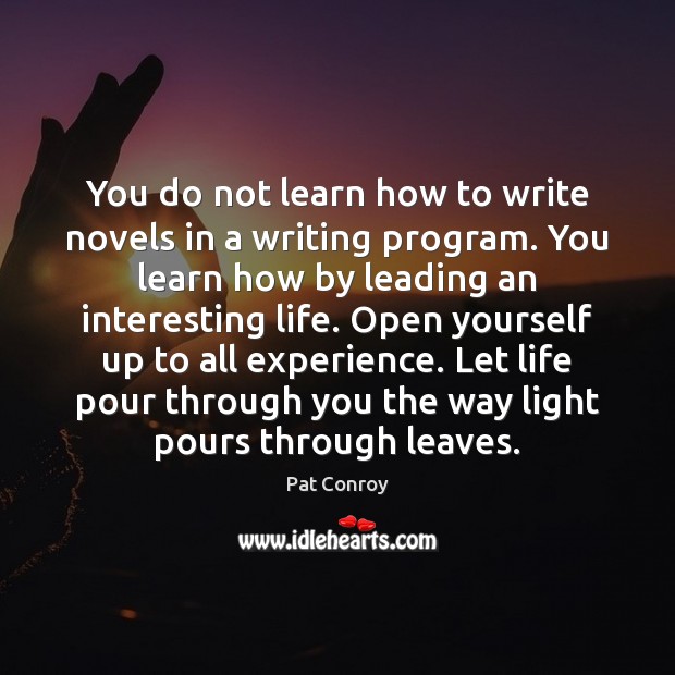 You do not learn how to write novels in a writing program. Pat Conroy Picture Quote