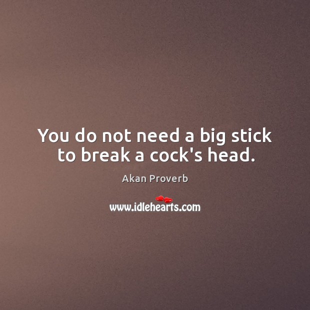 You do not need a big stick to break a cock’s head. Image