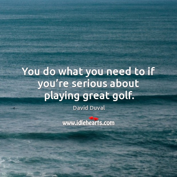 You do what you need to if you’re serious about playing great golf. David Duval Picture Quote