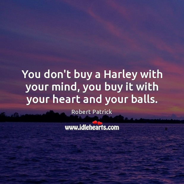 You don’t buy a Harley with your mind, you buy it with your heart and your balls. Image