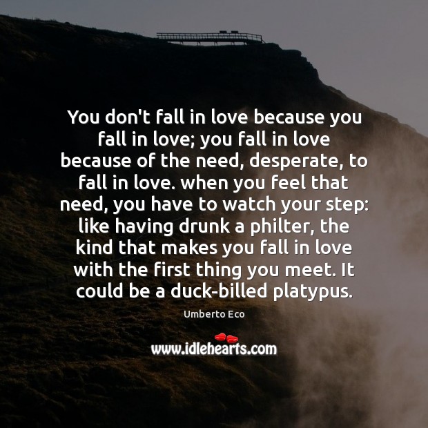 You don’t fall in love because you fall in love; you fall 