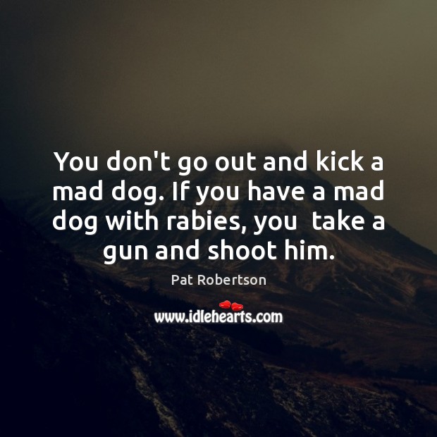 You don’t go out and kick a mad dog. If you have Pat Robertson Picture Quote