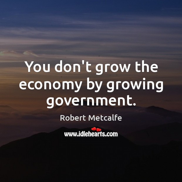 You don’t grow the economy by growing government. Robert Metcalfe Picture Quote