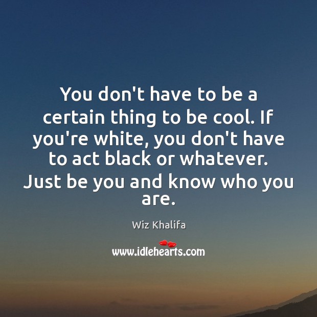 You don’t have to be a certain thing to be cool. If Wiz Khalifa Picture Quote