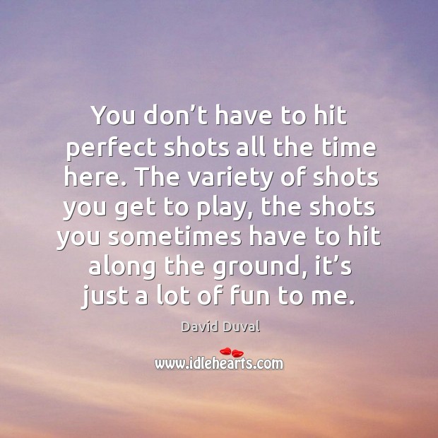 You don’t have to hit perfect shots all the time here. David Duval Picture Quote
