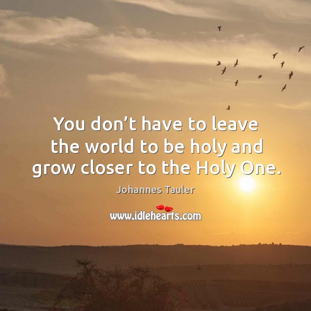 You don’t have to leave the world to be holy and grow closer to the holy one. Johannes Tauler Picture Quote