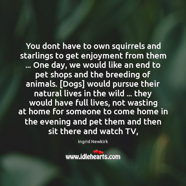 You dont have to own squirrels and starlings to get enjoyment from Ingrid Newkirk Picture Quote