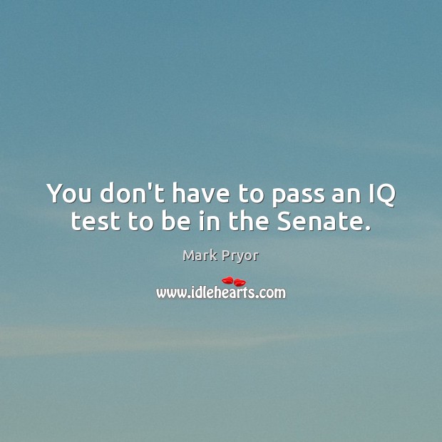 You don’t have to pass an IQ test to be in the Senate. Mark Pryor Picture Quote