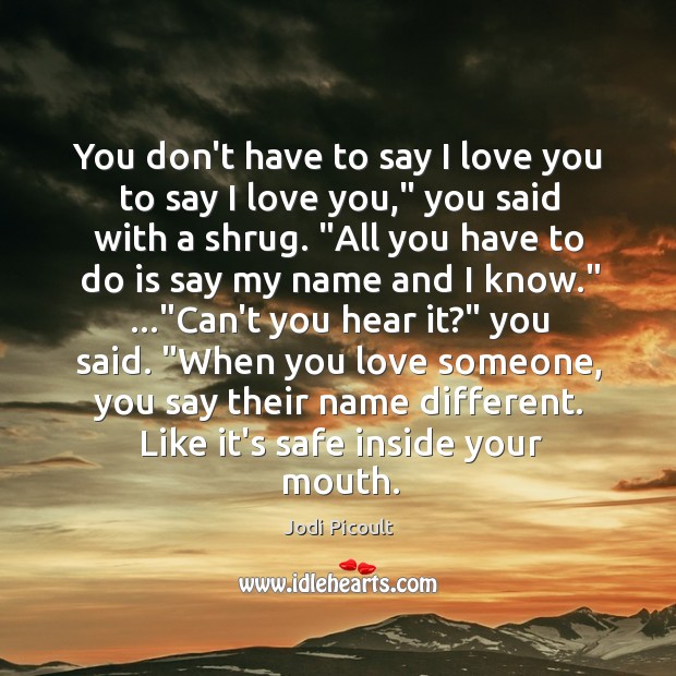You don’t have to say I love you to say I love Jodi Picoult Picture Quote