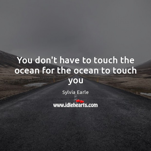 You don’t have to touch the ocean for the ocean to touch you Sylvia Earle Picture Quote