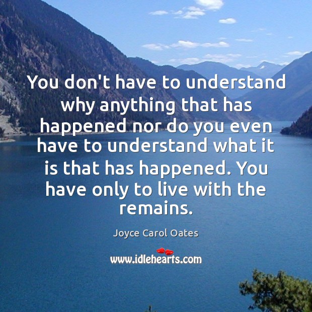 You don’t have to understand why anything that has happened nor do Joyce Carol Oates Picture Quote