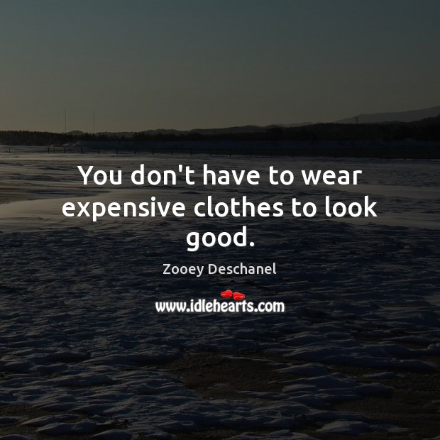You don’t have to wear expensive clothes to look good. Zooey Deschanel Picture Quote