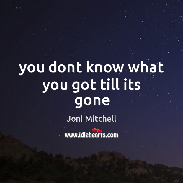 You dont know what you got till its gone Joni Mitchell Picture Quote
