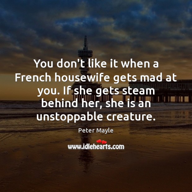You don’t like it when a French housewife gets mad at you. Peter Mayle Picture Quote