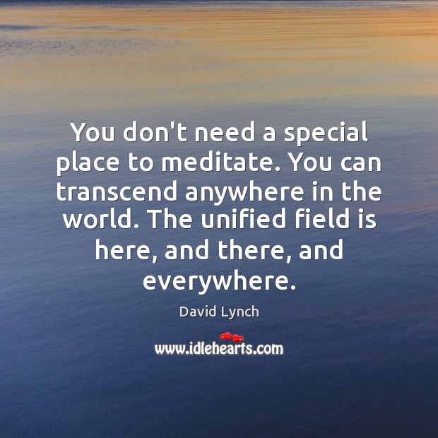 You don’t need a special place to meditate. You can transcend anywhere David Lynch Picture Quote