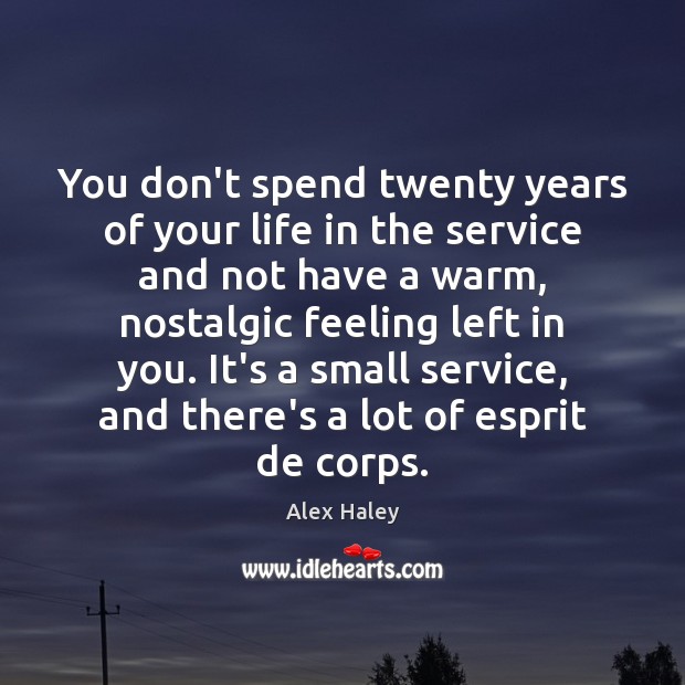 You don’t spend twenty years of your life in the service and Alex Haley Picture Quote