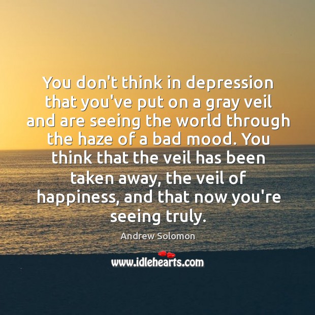 You don’t think in depression that you’ve put on a gray veil Andrew Solomon Picture Quote