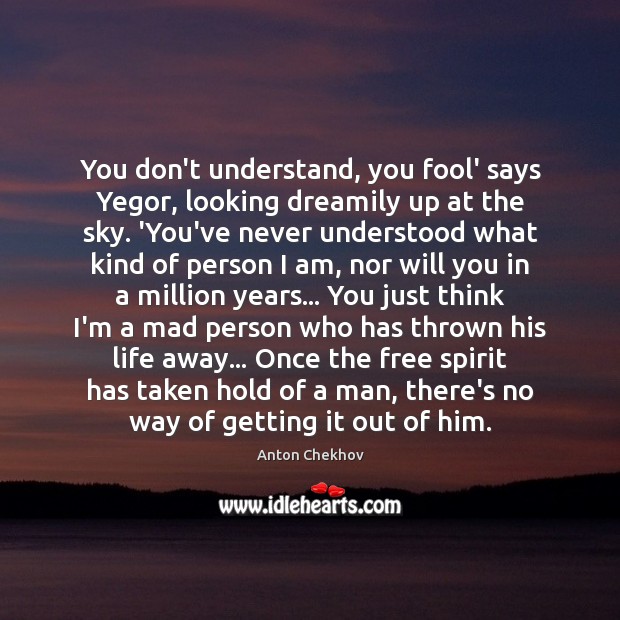 You don’t understand, you fool’ says Yegor, looking dreamily up at the Image