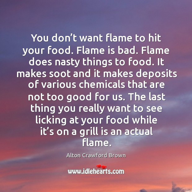 You don’t want flame to hit your food. Flame is bad. Flame does nasty things to food. Image
