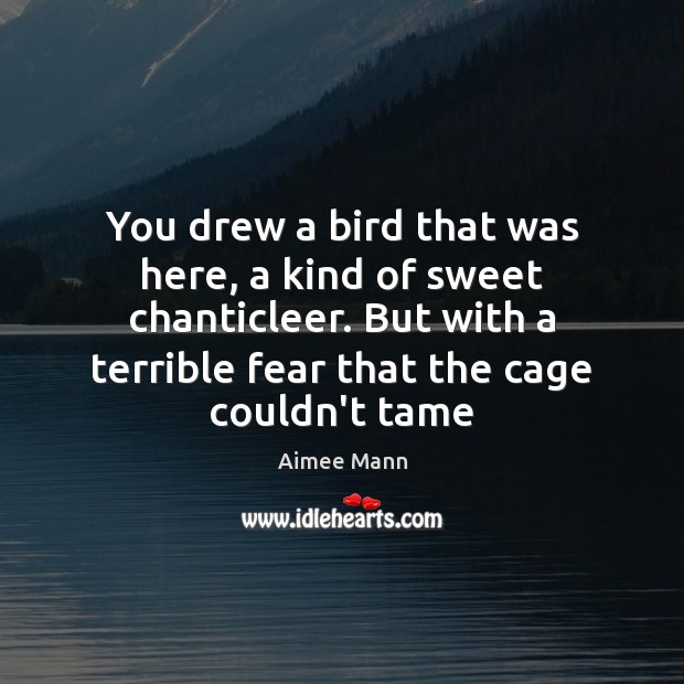 You drew a bird that was here, a kind of sweet chanticleer. Aimee Mann Picture Quote
