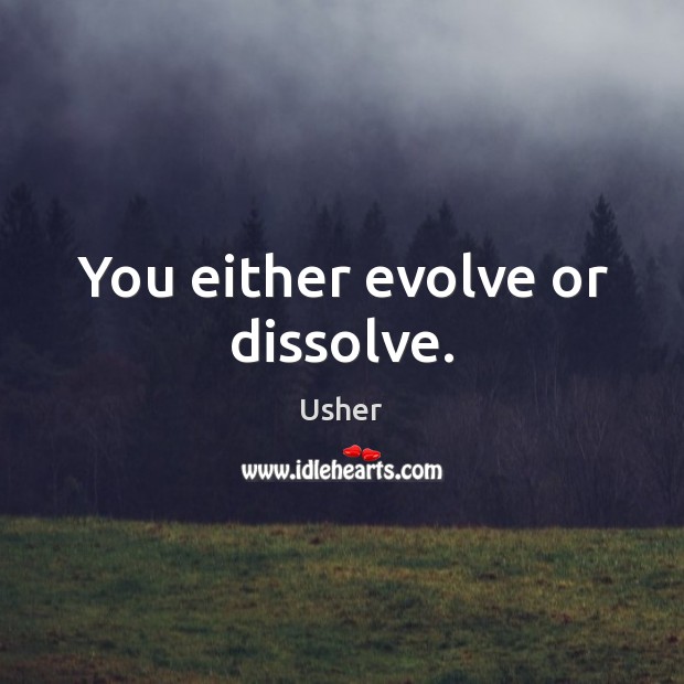 You either evolve or dissolve. Usher Picture Quote