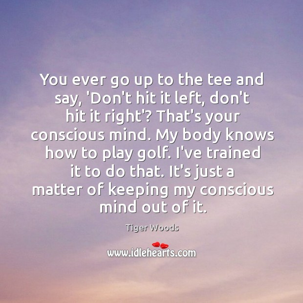 You ever go up to the tee and say, ‘Don’t hit it Tiger Woods Picture Quote