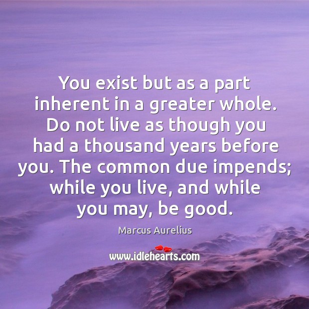 You exist but as a part inherent in a greater whole. Do Image