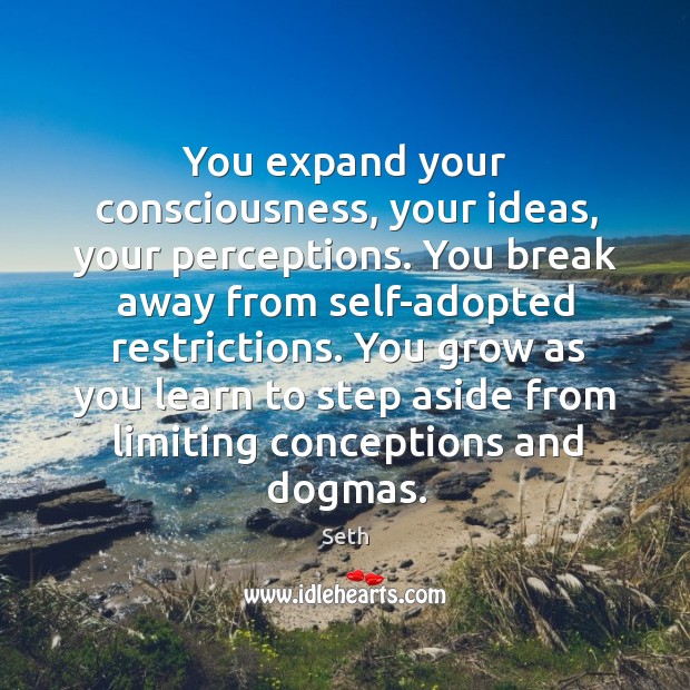 You expand your consciousness, your ideas, your perceptions. You break away from Seth Picture Quote