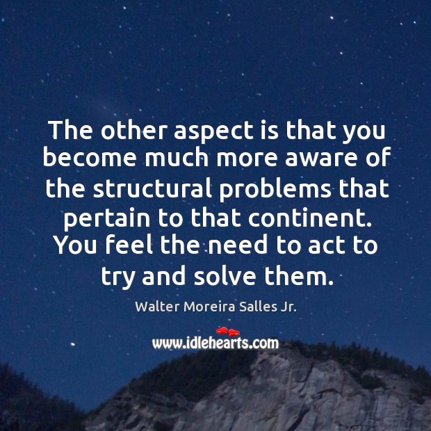 You feel the need to act to try and solve them. Walter Moreira Salles Jr. Picture Quote
