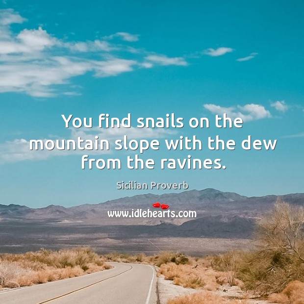 You find snails on the mountain slope with the dew from the ravines. Sicilian Proverbs Image