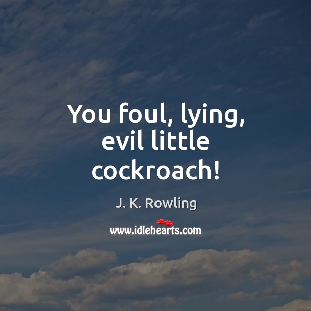 You foul, lying, evil little cockroach! J. K. Rowling Picture Quote