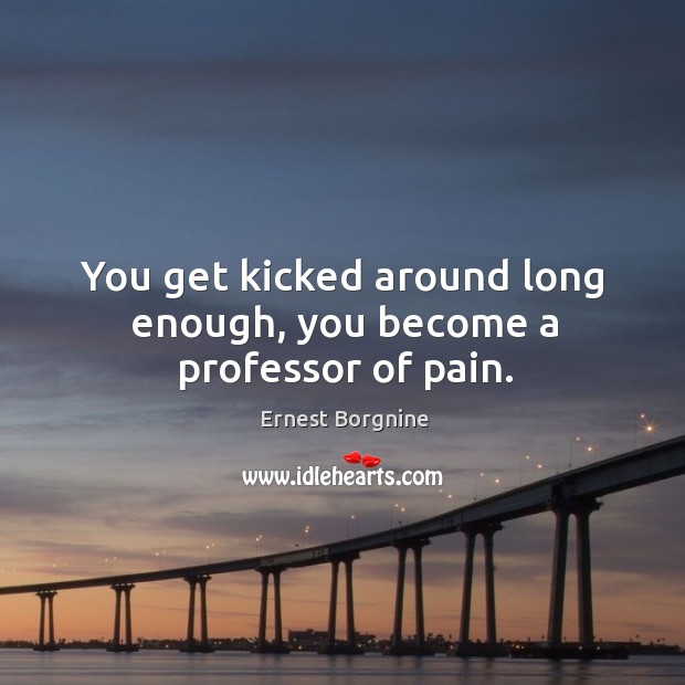 You get kicked around long enough, you become a professor of pain. Ernest Borgnine Picture Quote