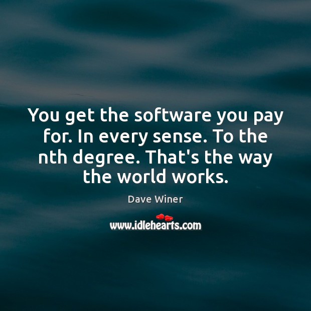 You get the software you pay for. In every sense. To the Dave Winer Picture Quote