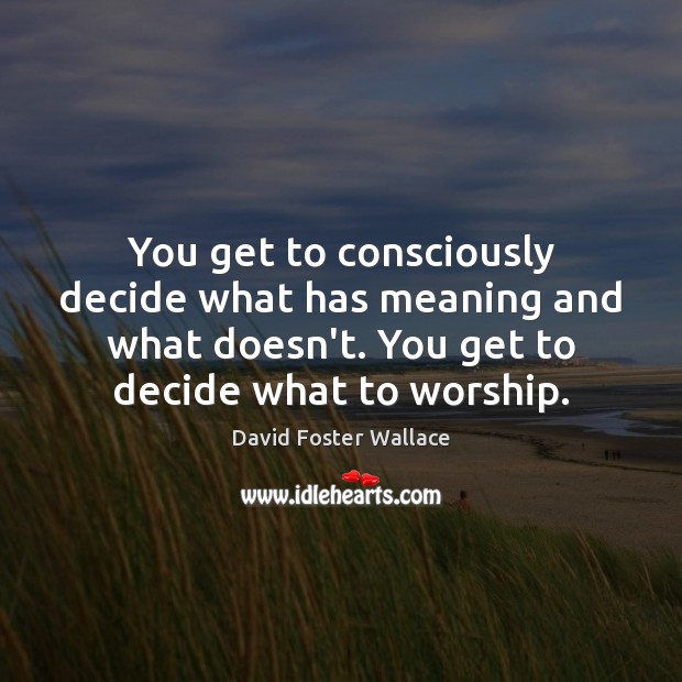 You get to consciously decide what has meaning and what doesn’t. You David Foster Wallace Picture Quote