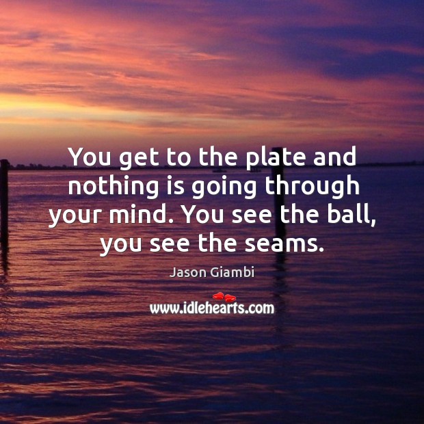 You get to the plate and nothing is going through your mind. You see the ball, you see the seams. Image