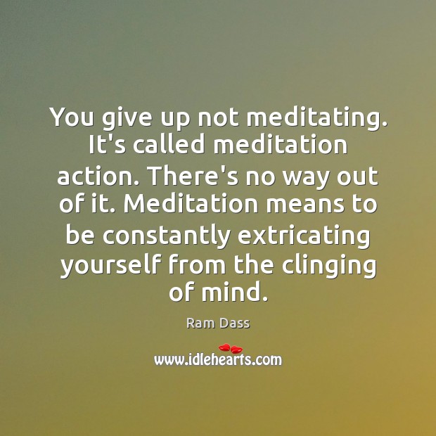 You give up not meditating. It’s called meditation action. There’s no way Ram Dass Picture Quote