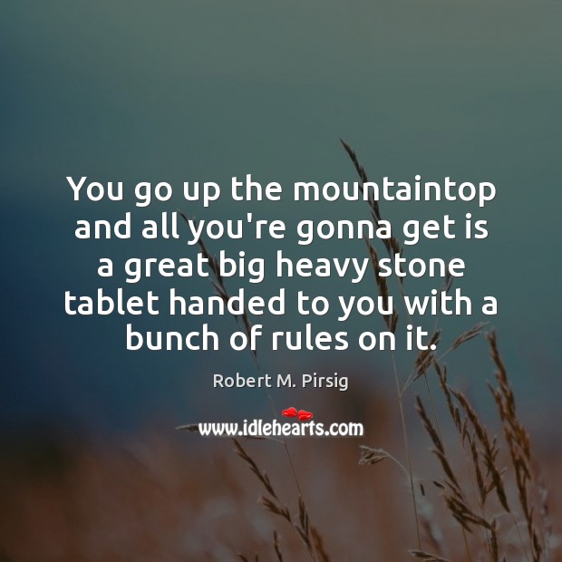 You go up the mountaintop and all you’re gonna get is a Robert M. Pirsig Picture Quote