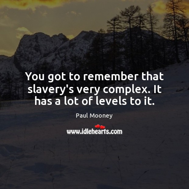 You got to remember that slavery’s very complex. It has a lot of levels to it. Paul Mooney Picture Quote