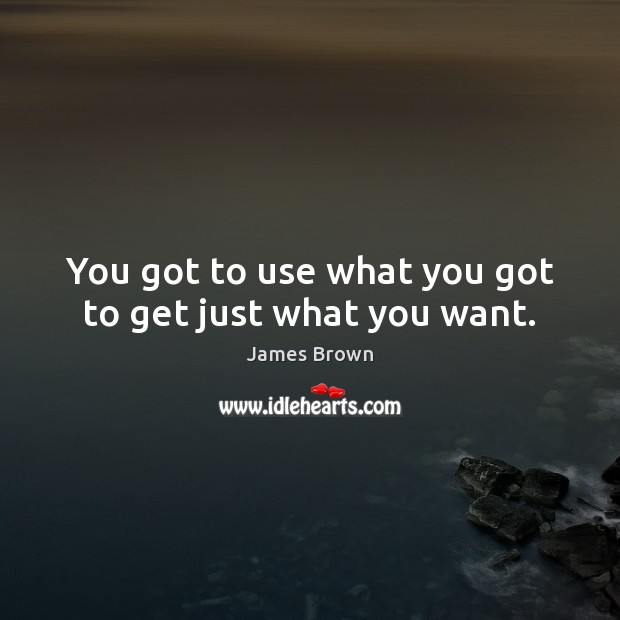 You got to use what you got to get just what you want. James Brown Picture Quote