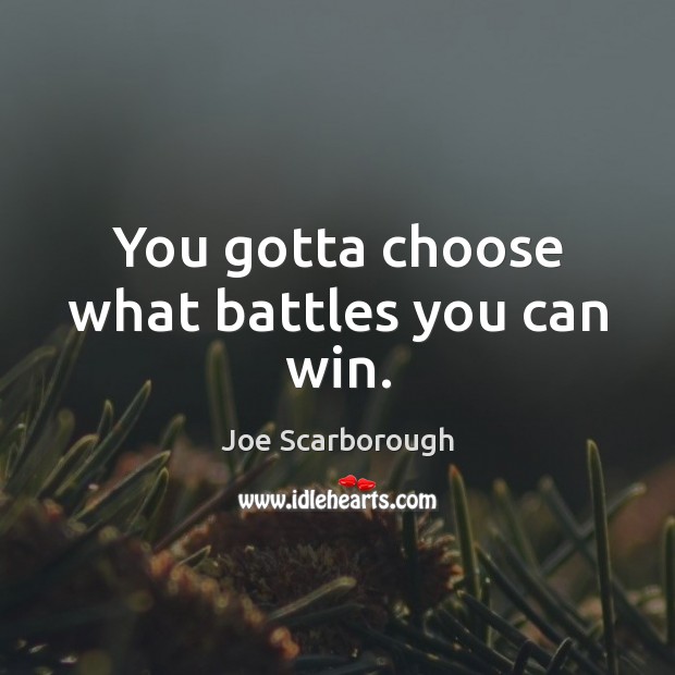 You gotta choose what battles you can win. Joe Scarborough Picture Quote