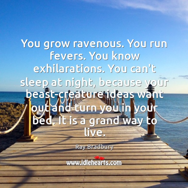You grow ravenous. You run fevers. You know exhilarations. You can’t sleep Image