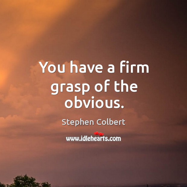 You have a firm grasp of the obvious. Stephen Colbert Picture Quote