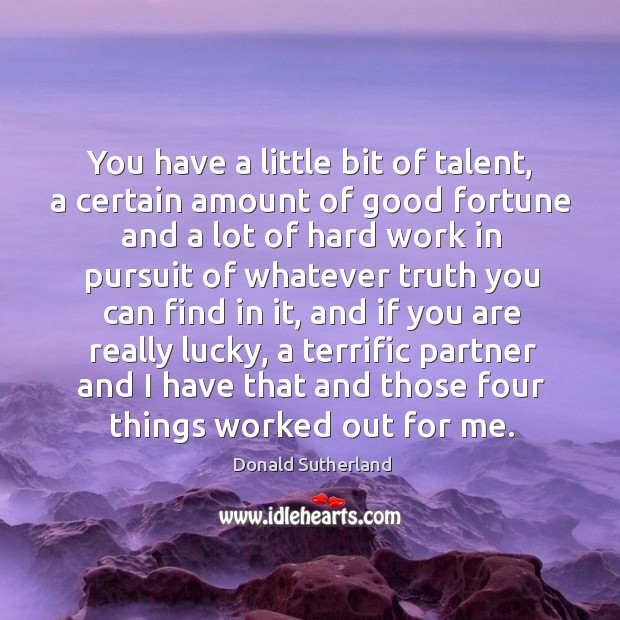 You have a little bit of talent, a certain amount of good fortune and a lot of Image