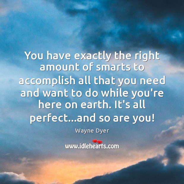 You have exactly the right amount of smarts to accomplish all that Wayne Dyer Picture Quote