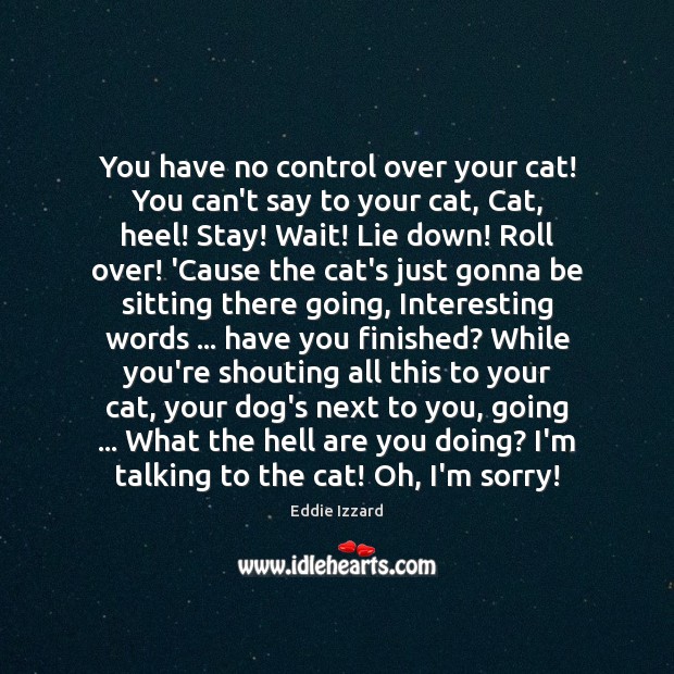 You have no control over your cat! You can’t say to your Eddie Izzard Picture Quote