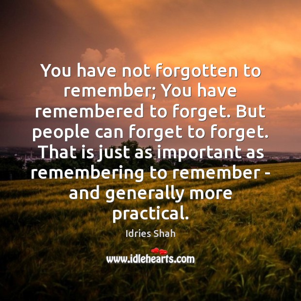 You have not forgotten to remember; You have remembered to forget. But Idries Shah Picture Quote