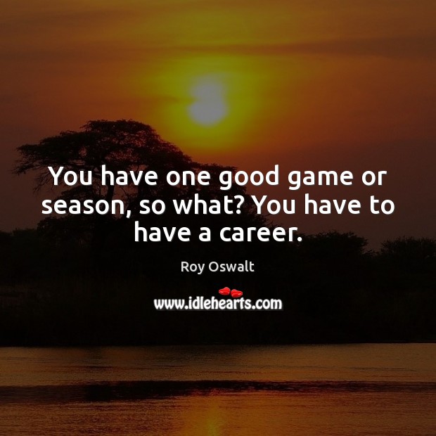 You have one good game or season, so what? You have to have a career. Roy Oswalt Picture Quote